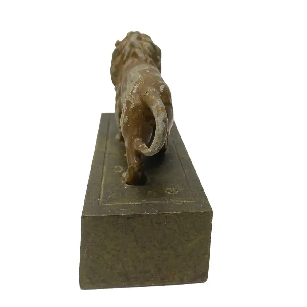 Lion Statue Doorstop Book End Figure Standing on Hollow Box Metal